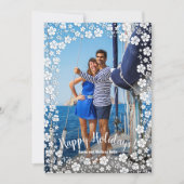 Tropical Floral Christmas Foto Feiertagskarte (Vorderseite)