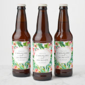 Tropical Floral Custom Wedding Bierflaschenetikett (Flaschen)