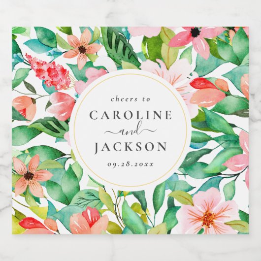 Tropical Floral Custom Wedding Bierflaschenetikett (Einzelnes Label)