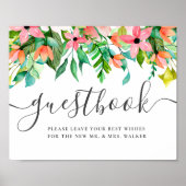 Tropical Floral Custom Wedding Sign Gästebuch (Vorne)