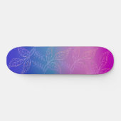 Tropical Floral Dark Ombre Raspberry Aquamarin Blu Skateboard (Horizontal)