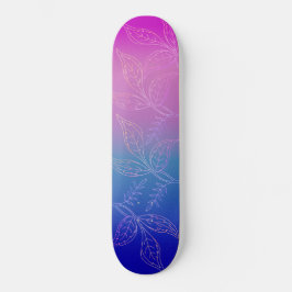 Tropical Floral Dark Ombre Raspberry Aquamarin Blu Skateboard