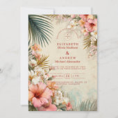 Tropical Floral Destination Wedding Einladung (Vorderseite)