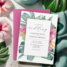 Tropical Floral Destination Wedding Invitations Einladung