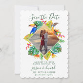 Tropical Floral Diamond Wreath Hawaii Foto Save The Date (Vorderseite)