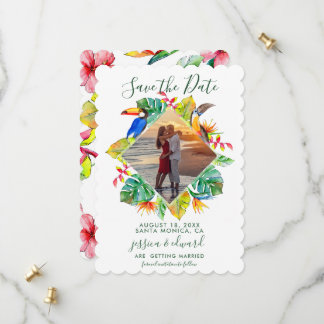 Tropical Floral Diamond Wreath Hawaii Foto Save The Date