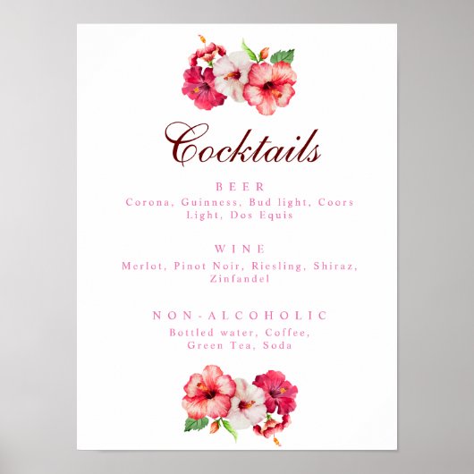 Tropical Floral Drink Menu Poster (Vorne)