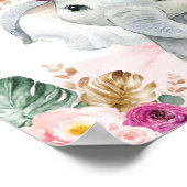 Tropical Floral Elephant Baby Shower Welcome Poster (Ecke)