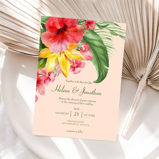 Tropical Floral farbenfrohe Zielhochzeit Einladung
