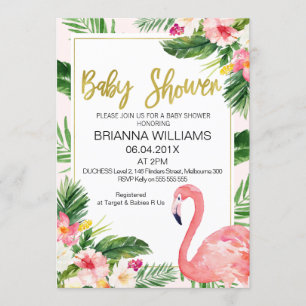 Tropical Floral Flamingo Baby Dusche Einladung