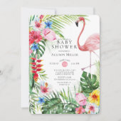 Tropical Floral Flamingo Baby Dusche Einladung (Vorderseite)