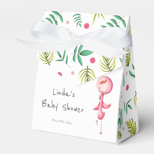 Tropical Floral Flamingo Baby Dusche Personalisier Geschenkschachtel (Vorderseite)