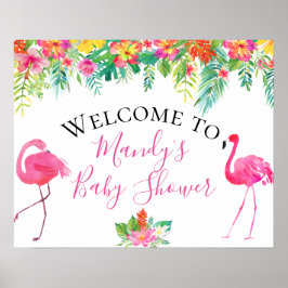 Tropical Floral Flamingo Baby Duschzeichen Poster