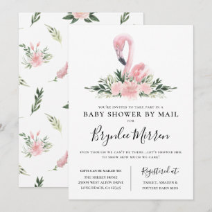 Tropical floral Flamingo Baby Show by Mail Einladung