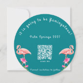 Tropical Floral Flamingo Bold Pink Green Wedding Save The Date (Rückseite)