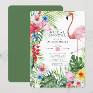 Tropical Floral Flamingo Bridal Dusche Einladung