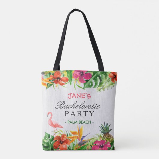 Tropical Floral Flamingo Bride Junggeselinnen-Absc Tasche (Rückseite)