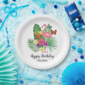 Tropical Floral Flamingo Butterfliegen Geburtstag Pappteller (Party)