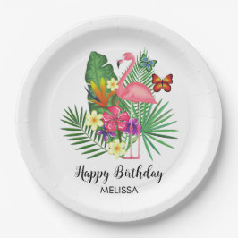 Tropical Floral Flamingo Butterfliegen Geburtstag Pappteller