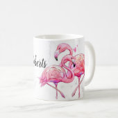 Tropical Floral Flamingo Geometric Kaffeetasse (VorderseiteRechts)