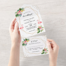 Tropical Floral Flamingo Geometric Summer Wedding