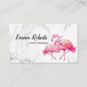 Tropical Floral Flamingo Geometric Visitenkarte