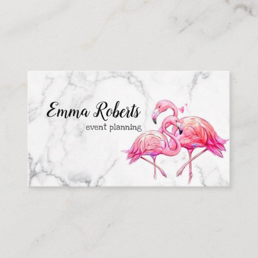 Tropical Floral Flamingo Geometric Visitenkarte (Vorderseite)