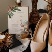 Tropical Floral Flamingo Ivory Brautparty Gold Folieneinladung