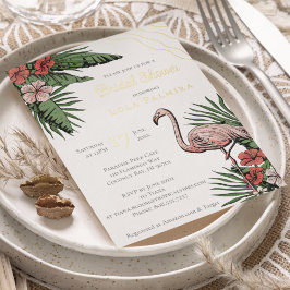 Tropical Floral Flamingo Ivory Brautparty Gold Folieneinladung