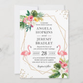 Tropical Floral Flamingo Summer Luau Wedding Einladung (Vorderseite)