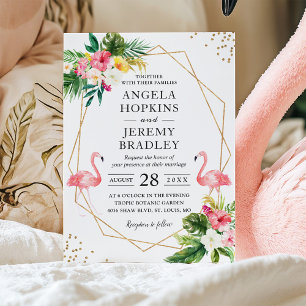 Tropical Floral Flamingo Summer Luau Wedding Einladung