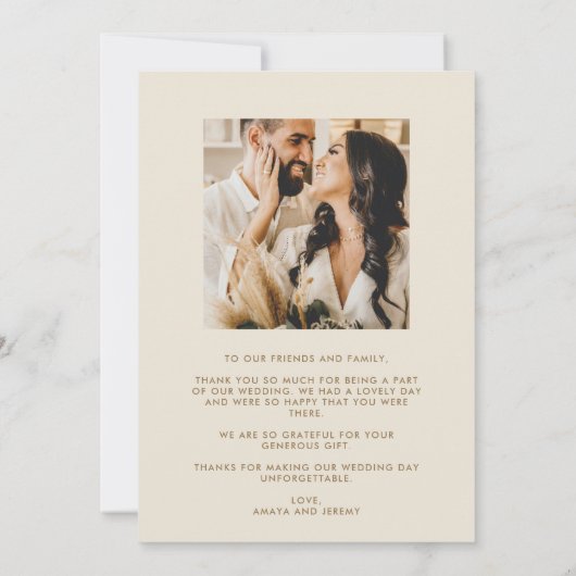 Tropical Floral Foto Hochzeit Danke Karte (Rückseite)