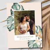 Tropical Floral Foto Wedding Vielen Dank Postkarte
