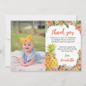 Tropical Floral Geburtstag Foto Danke Karte (Vorderseite)