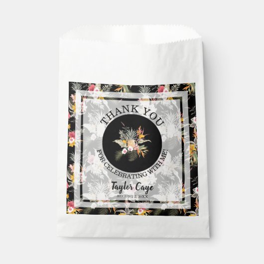 Tropical Floral Geburtstag Vielen Dank Geschenktütchen (Vorderseite)