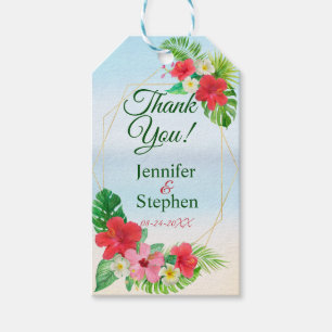 Tropical Floral Geometric Wedding Vielen Dank Geschenkanhänger