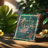 Tropical Floral Gold Frame Hawaiian Baby Dusche Einladung