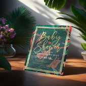 Tropical Floral Gold Frame Hawaiian Baby Dusche Einladung