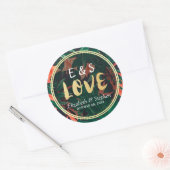 Tropical Floral Gold Rahmen Hochzeit Vielen Dank Runder Aufkleber (Umschlag)