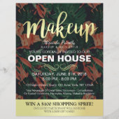 Tropical Floral Gold Script Salon Open House Flyer (Vorne)