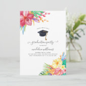 Tropical Floral Graduation Party Einladung (Stehend Vorderseite)