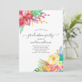 Tropical Floral Graduation Party Einladung (Stehend Vorderseite)
