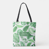 Tropical Floral Green Blätter Greenerity Monogram Tasche (Rückseite)