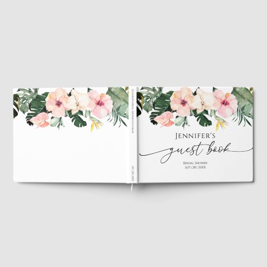 Tropical Floral Guest Book Brautparty Gästebuch (Voll)