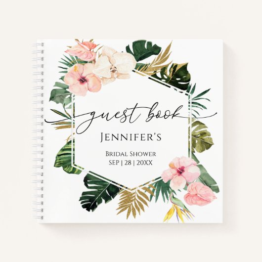 Tropical Floral Guest Book Brautparty Notizblock (Vorderseite)