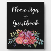 Tropical Floral Guestbook Signing w Easel - Schwar Fotoplatte (Vorderseite)
