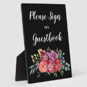 Tropical Floral Guestbook Signing w Easel - Schwar Fotoplatte (Seite)