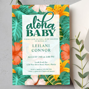 Tropical Floral Hawaiian Aloha Baby Dusche Einladung