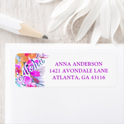 Tropical Floral Hawaiian Birthday Luau Adresse (Insitu)