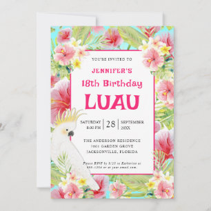 Tropical Floral Hawaiian Birthday Luau Einladung